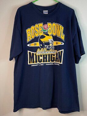 Vintage 2004 Michigan Wolverines Rose Bowl Navy Shirt Size XL